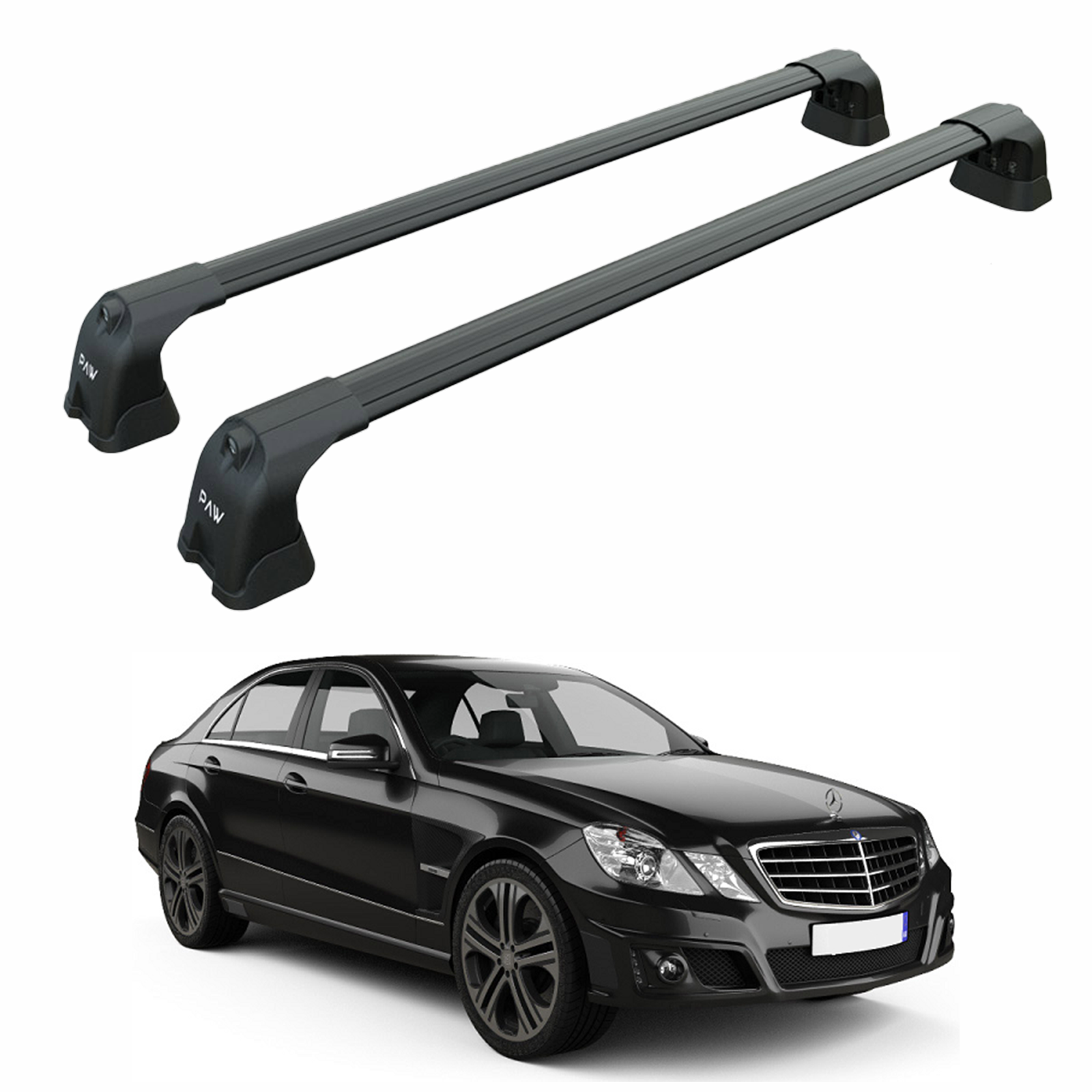 For Mercedes E Sedan W212 2009-2013 Roof Rack Cross Bars Fix Point Alu Black