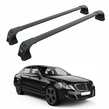 For Mercedes E Sedan W212 2009-2013 Roof Rack Cross Bars Fix Point Alu Black