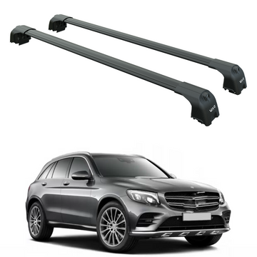 For Mercedes GLC (X253) 2015-2022 Roof Rack Cross Bars Flush Rail Alu Black