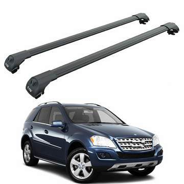 For Mercedes M W164 2005-2011 Roof Rack Cross Bars Raised Rail Black