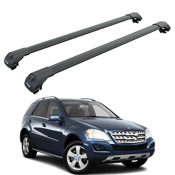 For Mercedes M W164 2005-2011 Roof Rack Cross Bars Raised Rail Black