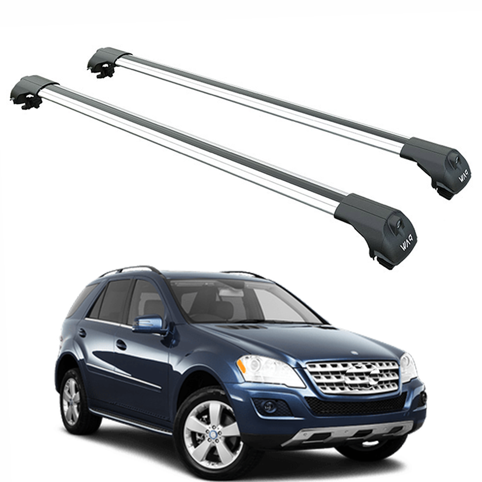 For Mercedes M W164 2005-2011 Roof Rack Cross Bars Raised Rail Silver