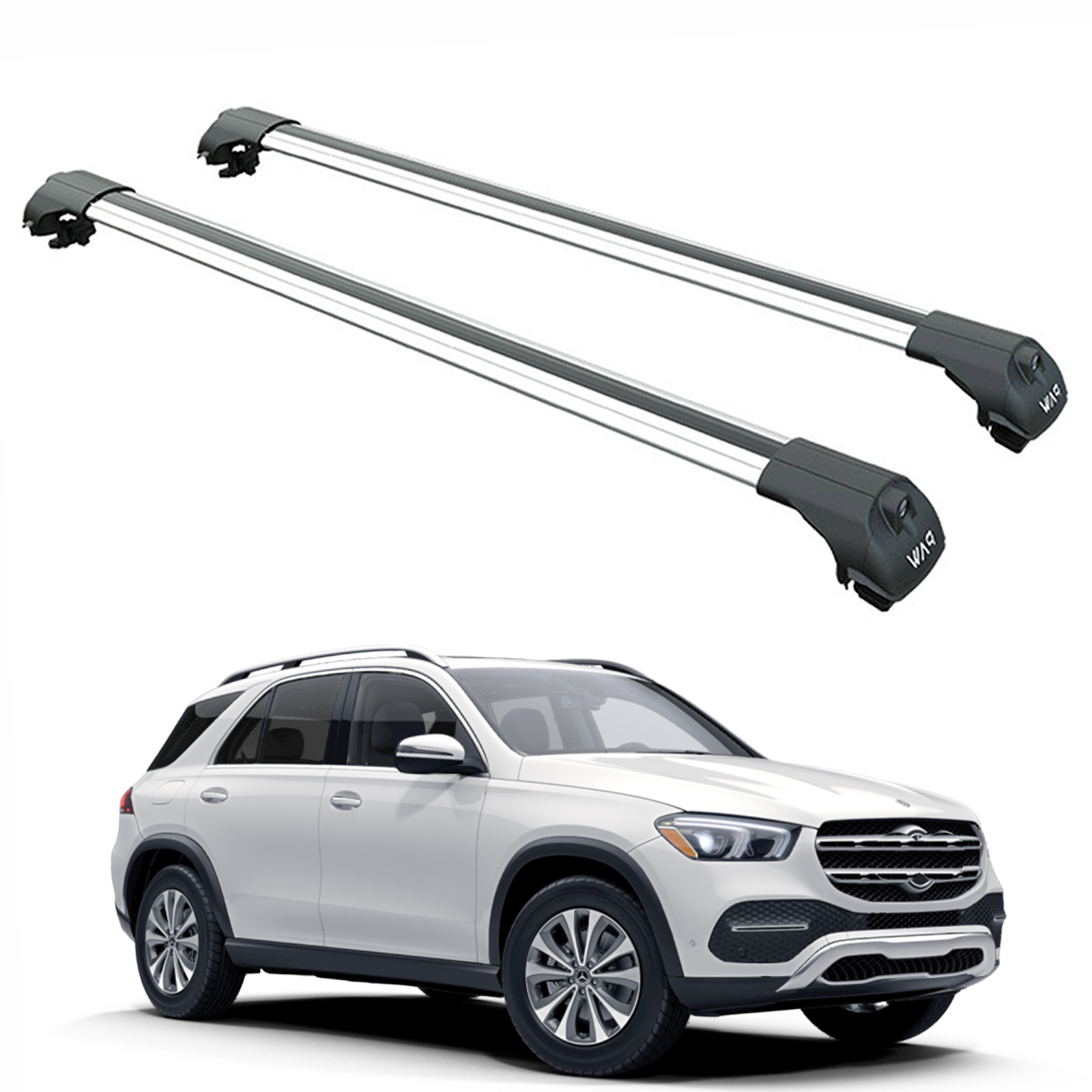 Für Mercedes GLE 2016–2019, Dachträgersystem, Träger, Querträger, Aluminium, abschließbar, hochwertige Metallhalterung, Silber