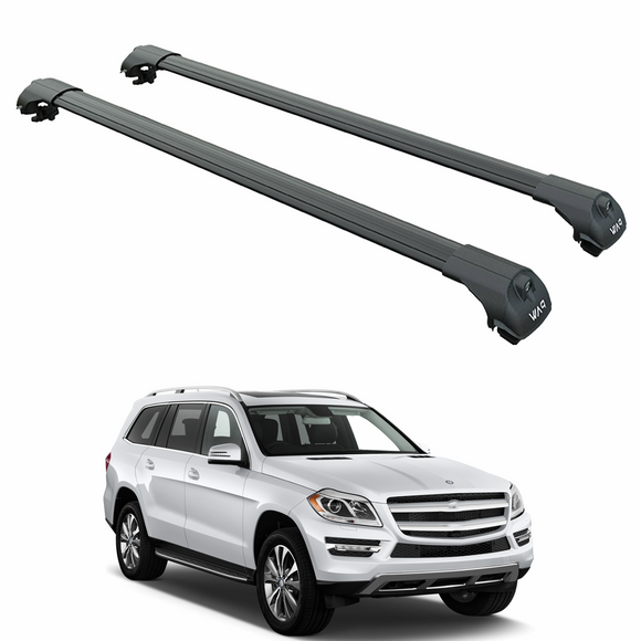 For Mercedes GLS X166 2012-2019 Roof Rack Cross Bars Raised Rail Alu Black