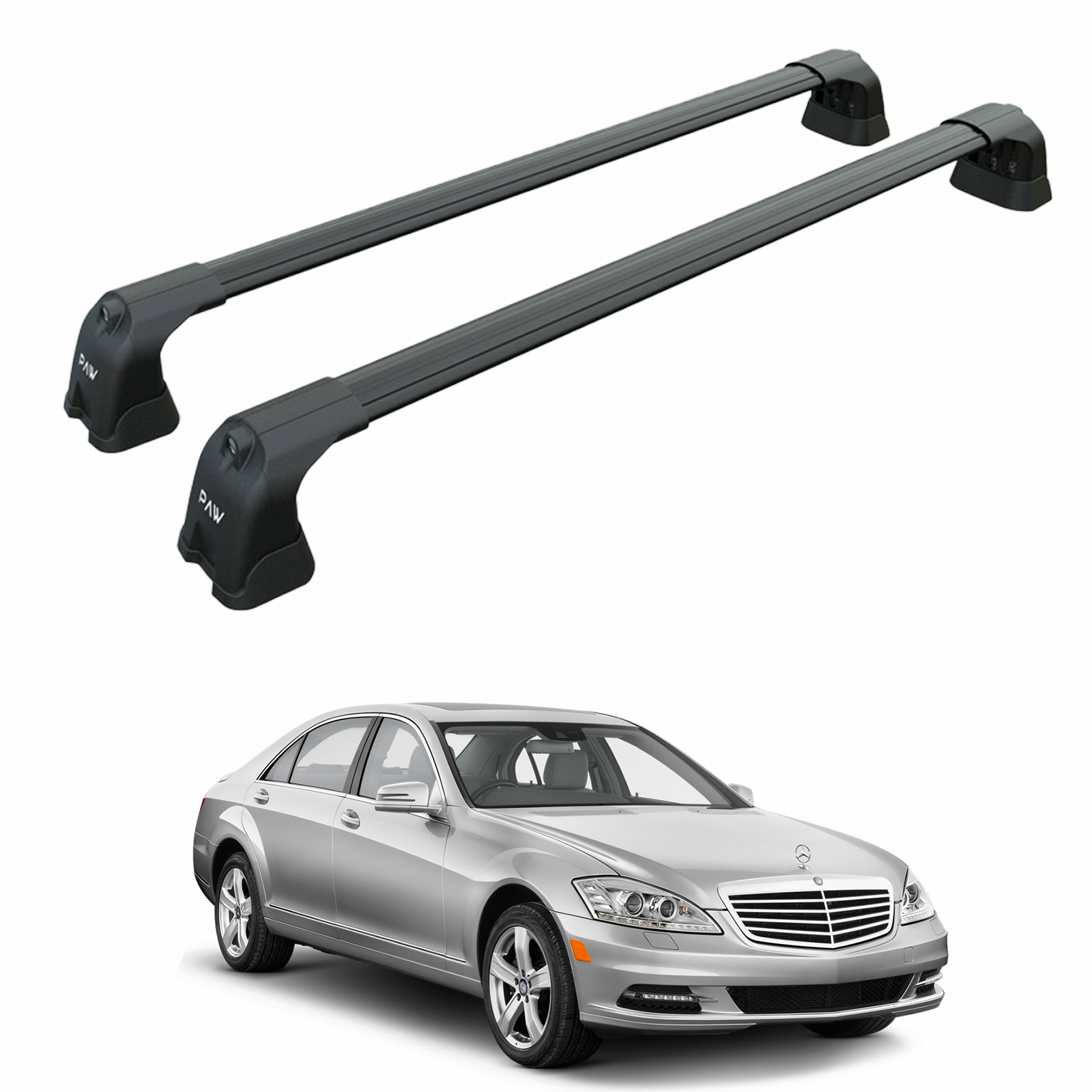 For Mercedes S-Class W221 2005-2013 Roof Rack Cross Bars Fix Point Black