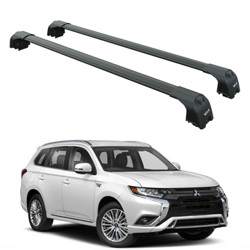For Mitsubishi Outlander Phev 2023-2025 Roof Rack Cross Bars Flush Rail Alu Black