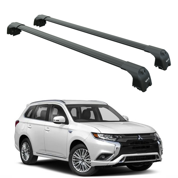 For Mitsubishi Outlander Phev 2023-2025 Roof Rack Cross Bars Flush Rail Alu Black