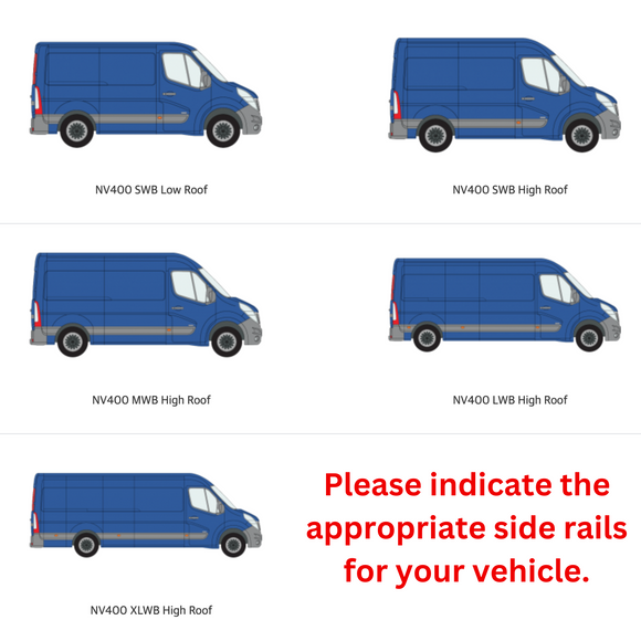 For Nissan NV400 2015-2025 Roof Side Rails Ultimate Style Alu Black
