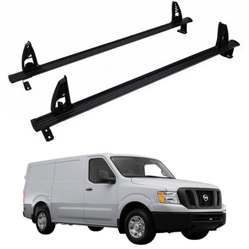 Nissan NV Cargo Ladder Rack – 2 Aluminum Cross Bars, Black | NV1500 NV2500 NV3500 2012–2021