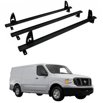 Nissan NV Cargo Ladder Rack – 3 Aluminum Cross Bars, Black | NV1500 NV2500 NV3500 2012–2021