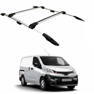 For Nissan E NV200 2014- Up Roof Side Rails and Roof Racks Cross Bars Plus Set Alu  Silver