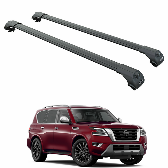 For Nissan Armada 2017-2024 Roof Rack Cross Bars Metal Bracket Raised Rail Alu Black