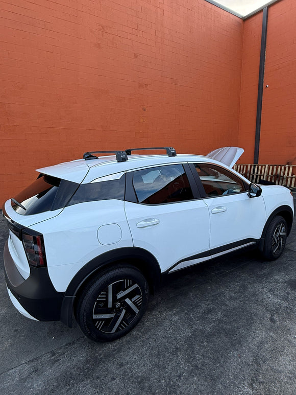 For Nissan Kicks (2024-2026) Roof Rack System, Aluminium Cross Bar, Flush Rail, Black