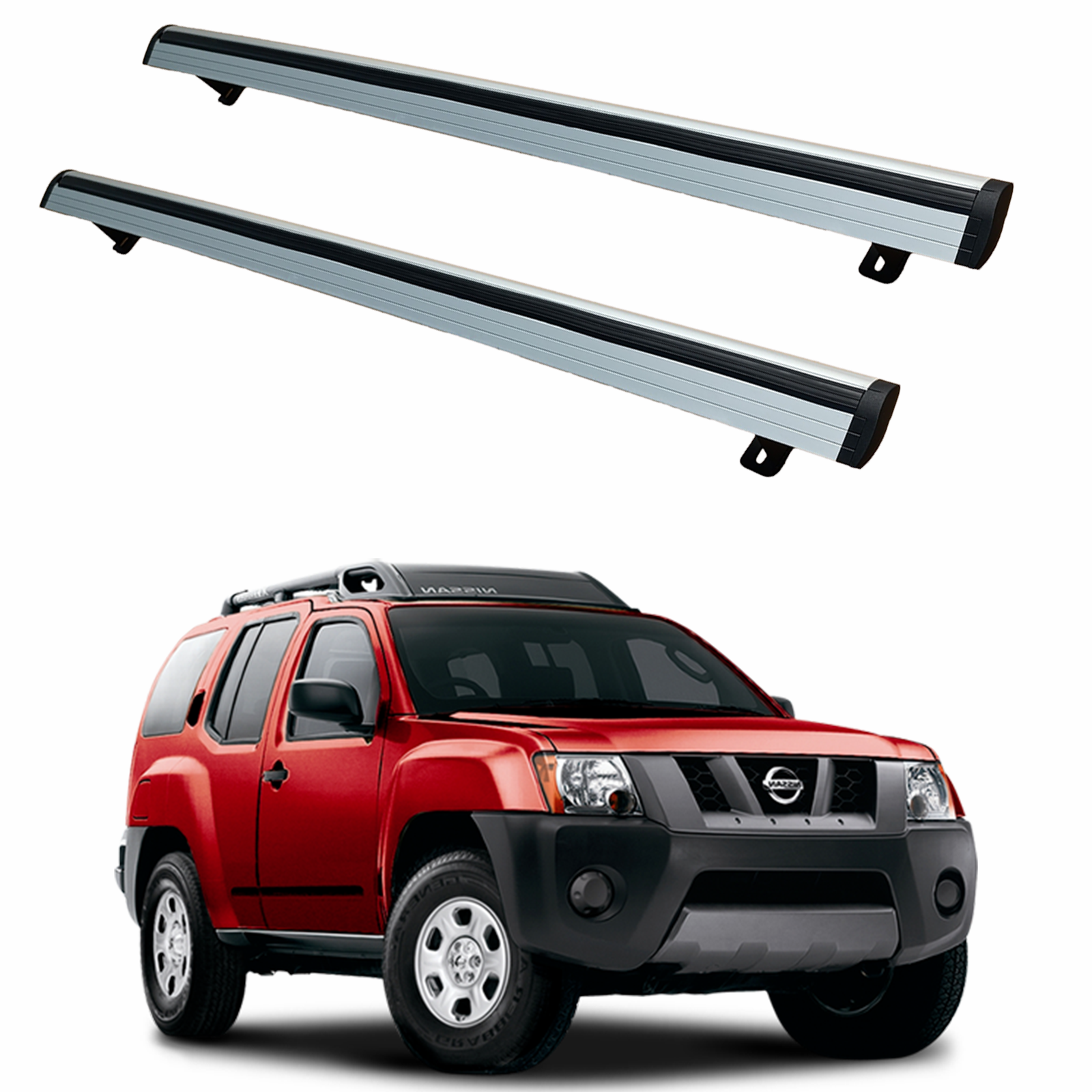 For Nissan XTerra 1999-2015 Roof Rack Cross Bars Raised Rail Black