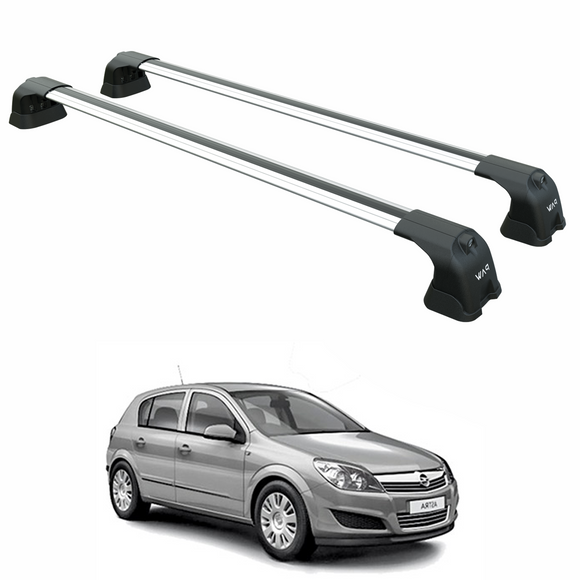 Für Opel &amp; Vauxhall Astra H 2004–2010, Dachträgersystem, Träger, Querträger, Aluminium, abschließbar, hochwertige Metallhalterung, silberfarben