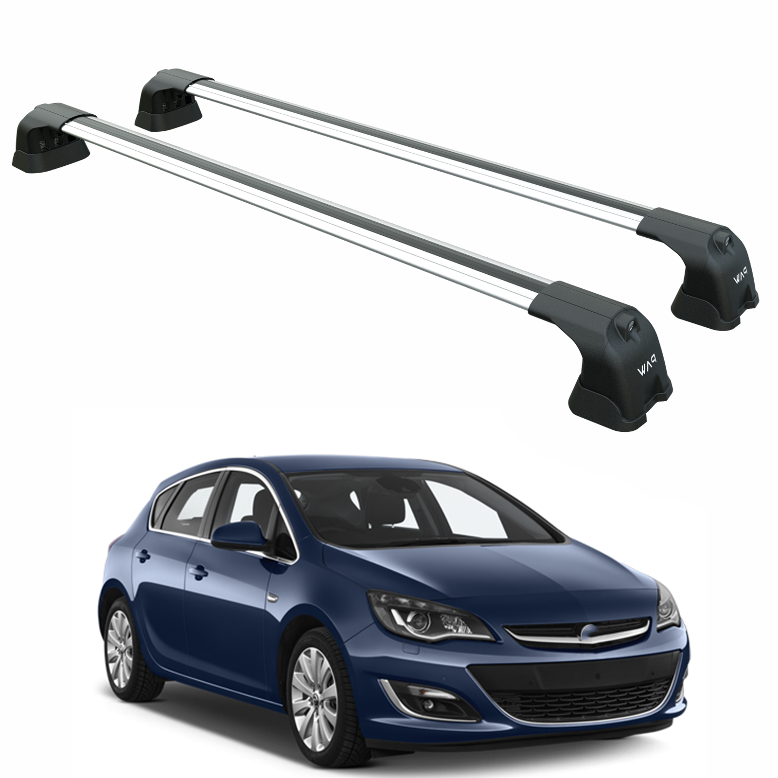 Für Opel &amp; Vauxhall Astra J 2010–2015, Dachträgersystem, Träger, Querträger, Aluminium, abschließbar, hochwertige Metallhalterung, silberfarben