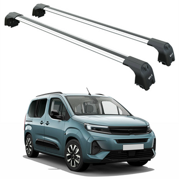 For Opel Combo 2023-2025 Roof Rack System, Aluminum Cross Bar, Flush Rail, Silver