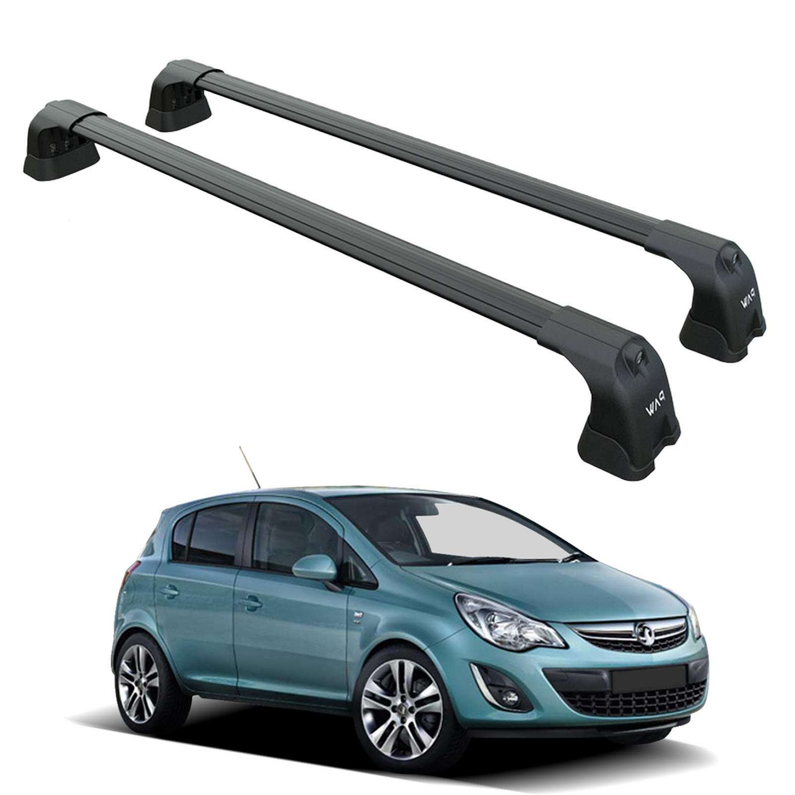 For Vauxhall Corsa D 2007-2015 Roof Rack System - Aluminum Cross Bars, Black