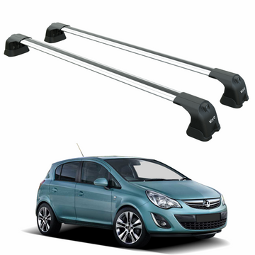 For Vauxhall Corsa D 2007-2015 Roof Rack System - Aluminum Cross Bars, Silver