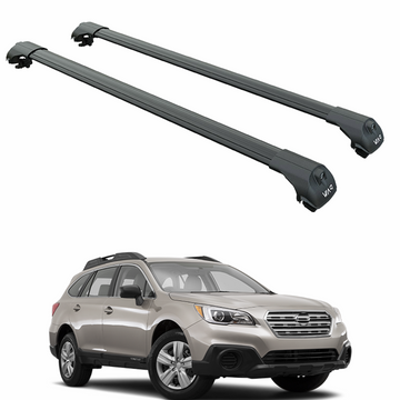 Für Subaru Outback Wagon 2014–20 Dachträger, Querträger, Metallhalterung, erhöhte Schiene, Alu, Schwarz