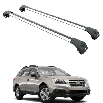 Für Subaru Outback Wagon 2014–20 Dachträger, Querträger, Metallhalterung, erhöhte Schiene, Alu, Silber