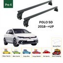 Für Volkswagen Polo 5D 2018-Up Dachträger Querstange Metallhalterung Normales Dach Alu Schwarz-2