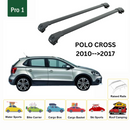 For Volkswagen Polo Cross 2010-2017 Roof Rack Cross Bar Metal Bracket Raised Rail Alu Black-2