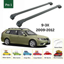 For Saab 9-3 Sportwagon 2009-2012 Roof Rack Cross Bars Raised Rail Alu Black-2