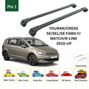 For Volkswagen Touran/Cross 2015-Up Roof Rack Cross Bar Raised Rail Alu Black-2