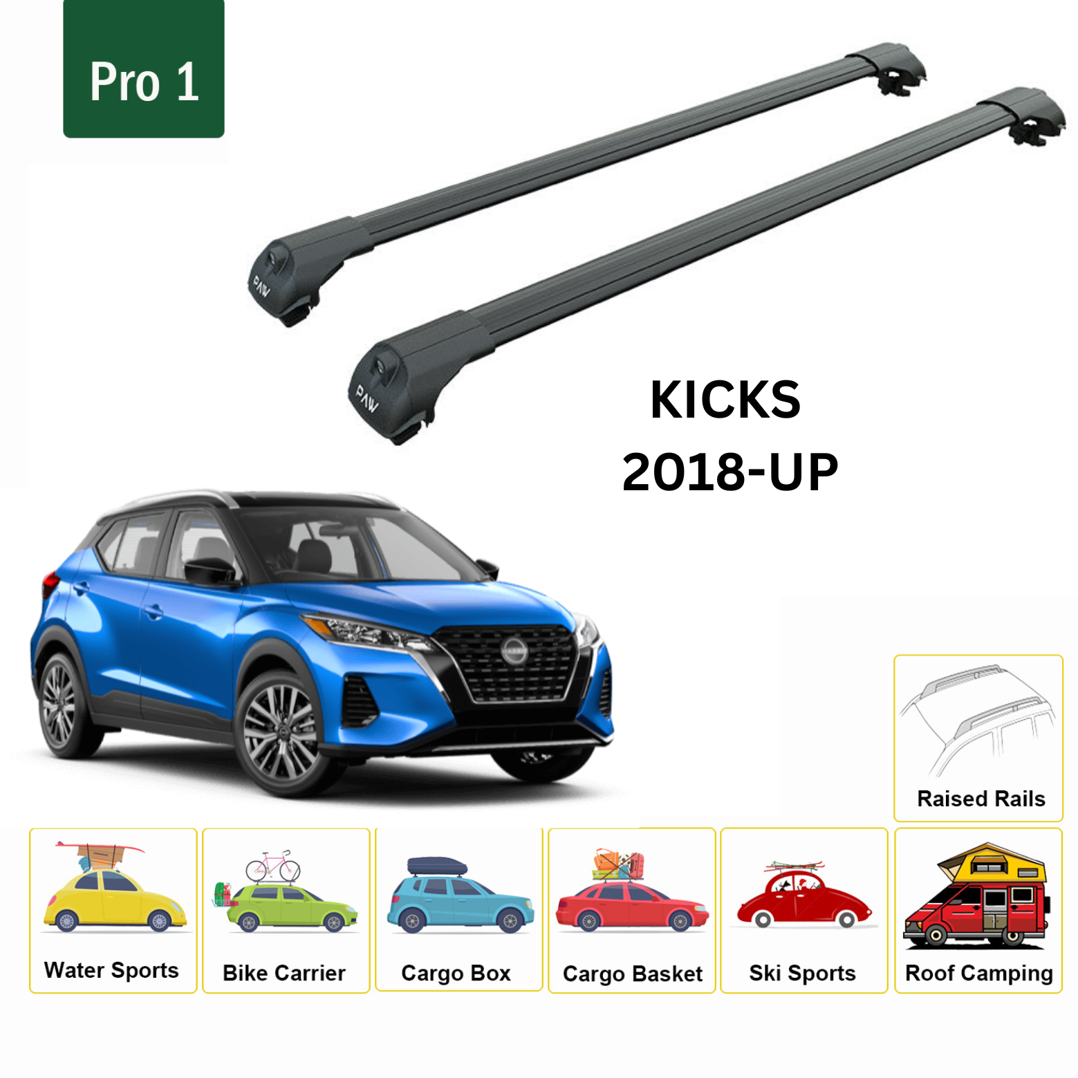 Für Nissan Kicks 2019-Up Dachträgersystem Träger Querstangen Aluminium abschließbar Hochwertige Metallhalterung Schwarz-2