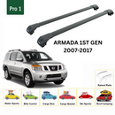 For Nissan Armada Patrol 2007-2017 Roof Rack Cross Bars Metal Bracket Raised Rail Alu Black-2