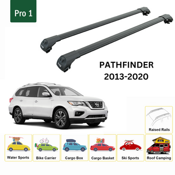 For Nissan Pathfinder 2013-2020 Roof Rack Cross Bars Metal Bracket Raised Rail Alu Black
