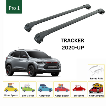 For Chevrolet Tracker 2020-2025 Roof Rack Cross Bars Metal Bracket Raised Rail Alu Black - 0