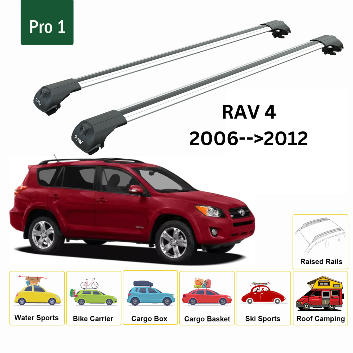 Pour Toyota RAV4 2006-2012 Barres De Toit ACE-1 Railing Porte Pour Toyota RAV4 2006-2012 Barres De Toit ACE-1 Railing Porte