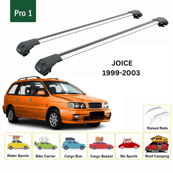 For Kia Joice 1999-2003 Roof Rack Cross Bars Raised Rail Alu Silver