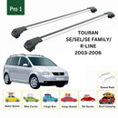 For Volkswagen Touran 2003-2006 Roof Rack Cross Bar Raised Rail Alu Silver-2