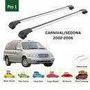 For Kia Sedona 2002-2006 Roof Rack Cross Bars Raised Rail Alu Silver-2