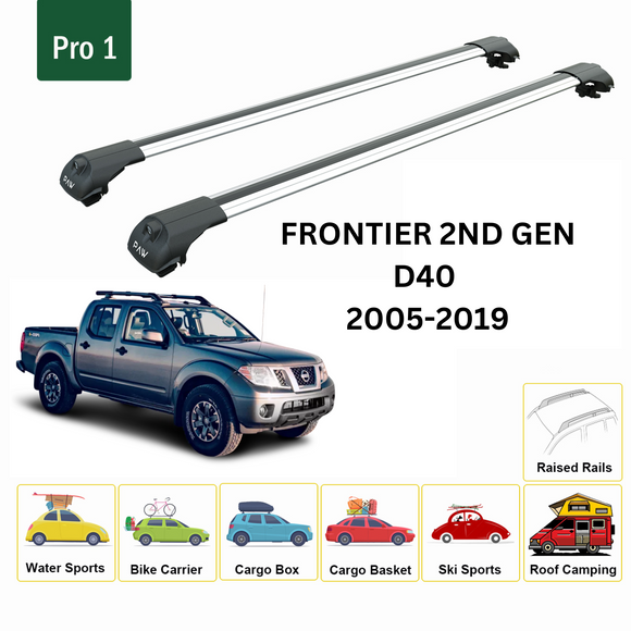 For Nissan Frontier D40 2009-2021 Roof Rack Cross Bars Raised Rail Silver