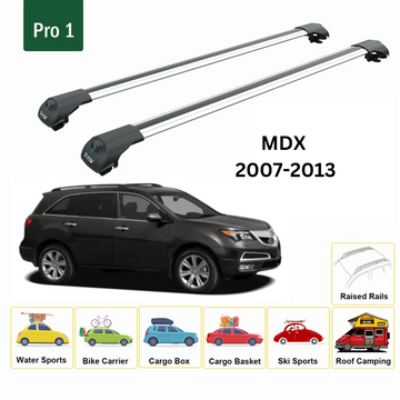 For Acura MDX 2007-2013 Roof Rack Cross Bars Metal Bracket Raised Rail Alu Silver - 0