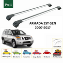 For Nissan Armada Patrol 2007-2017 Roof Rack Cross Bars Metal Bracket Raised Rail Alu Silver-2