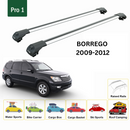 For Kia Borrego 2009-2012 Roof Rack Cross Bars Raised Rail Alu Silver-2