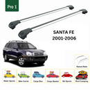 For Hyundai Santa Fe (SM) 2001-2006 Roof Rack Cross Bars Raised Rail Alu Silver-2