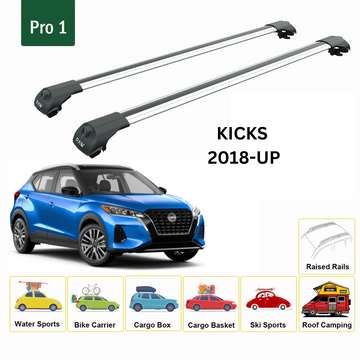 Für Nissan Kicks 2019-Up Dachträgersystem Träger Querstangen Aluminium abschließbar Hochwertige Metallhalterung Silber - 0
