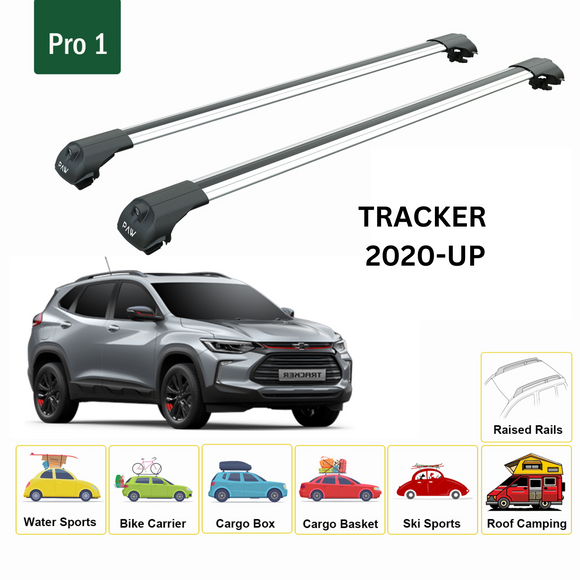 For Chevrolet Tracker 2020-2025 Roof Rack Cross Bars Metal Bracket Raised Rail Alu Silver