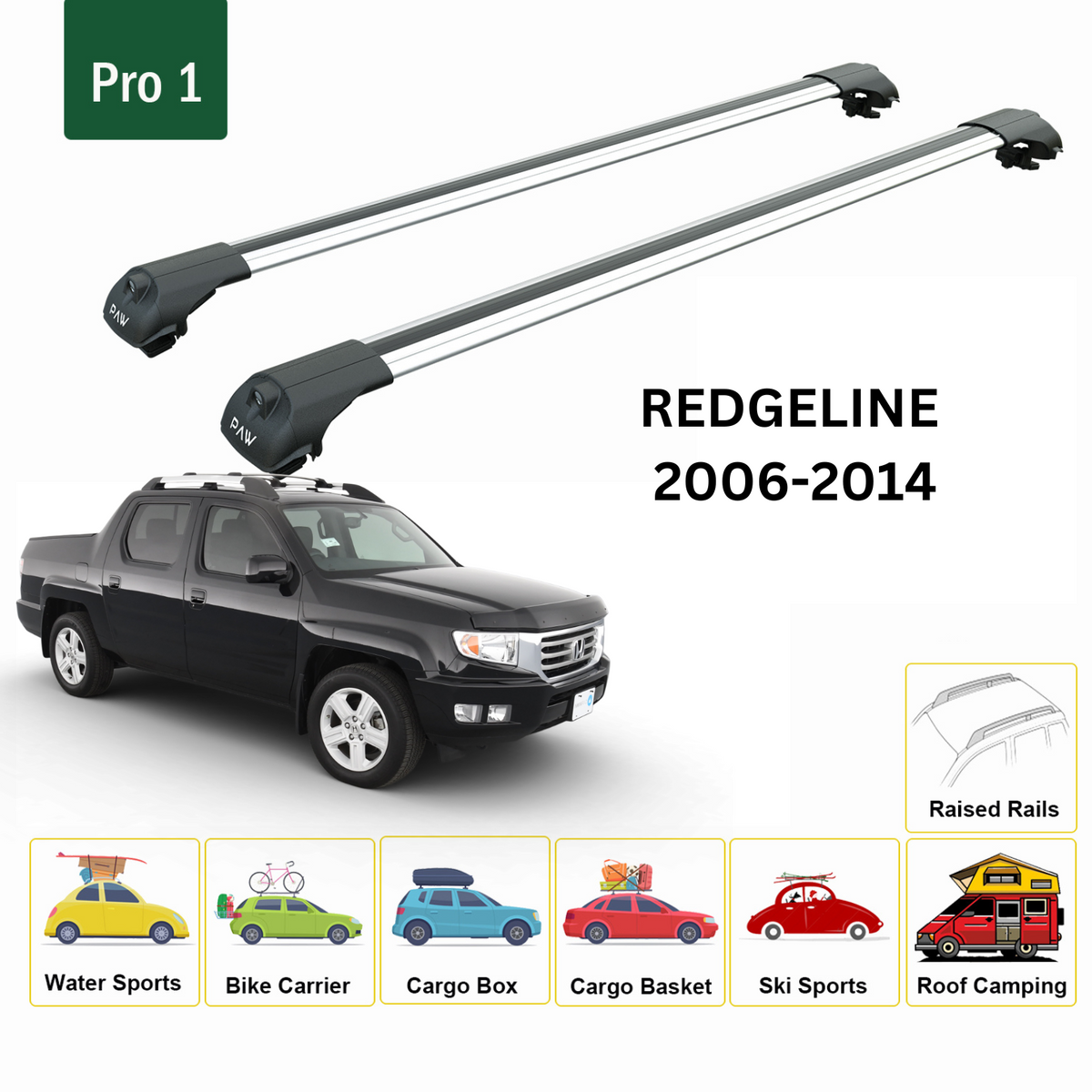 Ridge Rack Rails Roof Rack Honda Ridgeline 2006-14 Silver | Toros Trade LLC