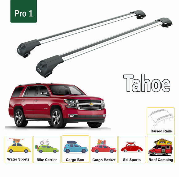 For Chevrolet Tahoe 1992-2014 Roof Rack Cross Bars Metal Bracket Raised Rail Alu Black