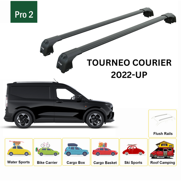 For Ford Tourneo Courier 2023-2025 Roof Rack Cross Bars Raised Rail Alu Black