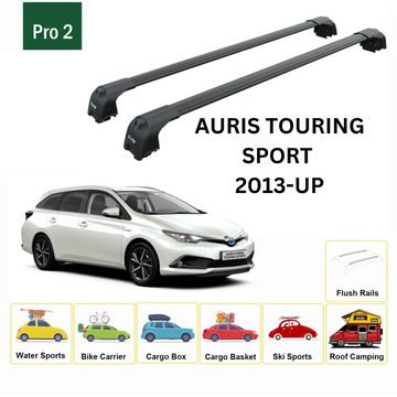 For Toyota Auris TouringSport 2013-2019 Roof Rack Cross Bars Flush Rail Alu Black - 0