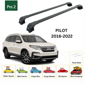 For Honda Pilot 2016-2022 Roof Rack Cross Bars Metal Bracket Flush Rail Alu Black - 0