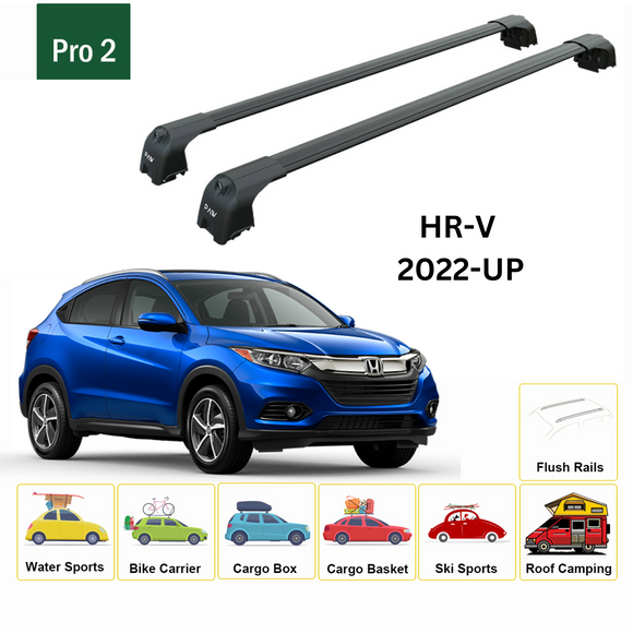 For Honda HR-V 2022-2025 Roof Rack Cross Bars Metal Bracket Flush Rail Alu Black